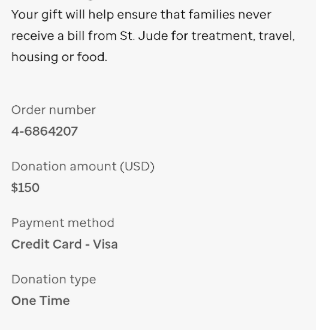 Donation to St. Jude Children's Research Hospital